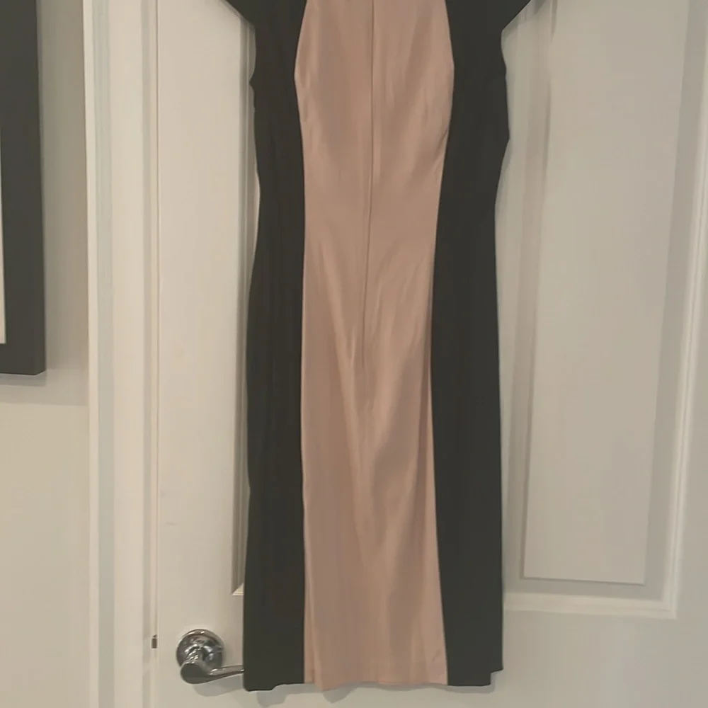 French Connection pink and Black color block LBD size 8 cap sleeves sheath dress - Picture 7 of 8